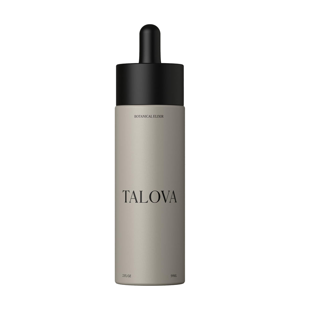 TALOVA Botanical Elixir 2oz bottle ready for lightweight daily hydration.