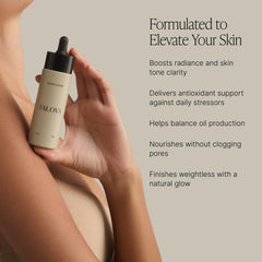 TALOVA Botanical Elixir texture closeup shows silky oil for smooth skin.