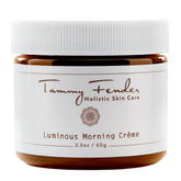 Tammy Fender Luminous Morning Creme bottle shows lightweight daily moisturizer for radiant skin.