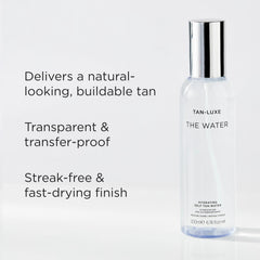Tan-Luxe Express Water ultra-fine mist delivering a natural glow