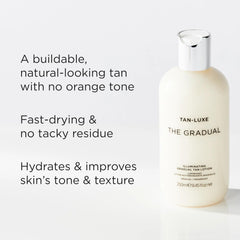 Tan-Luxe Gradual texture application shows smooth, streak-free coverage
