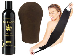 Tan Physics microfibre tanning mitt for precise, streak-free application.