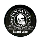 Tan Santa beard wax bergamot jar showing rich hydration for beard and skin.