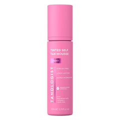Tanologist Light Self Tan Mousse bottle with color guide for even application