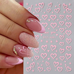 TANYOOTO valentines nail stickers burgundy heart decal for elegant nails