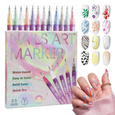 Tardiy 12 colors nail art pens set for versatile DIY designs at home.
