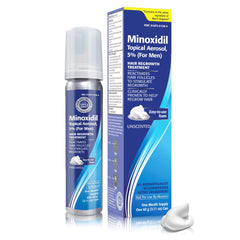TARO Minoxidil foam bottle showing 5% formula for men's hair support