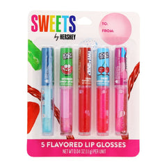 Taste Beauty Hershey lip gloss collection with five colors for playful looks and moisture.