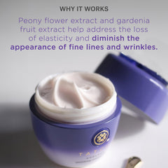 TATCHA Ageless Enriching Renewal Cream model applying cream for daily nourishment.