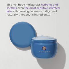 TATCHA Indigo Body Butter cream texture close-up highlighting cushiony feel.
