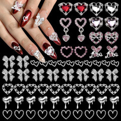 Tatiwoo 64pcs heart nail gems for versatile DIY nails