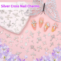 Tatiwoo cross nail charms for nail art and crafts with durable shine.