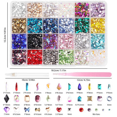 Tatiwoo multi-shapes rhinestones including hearts and diamonds for nails and crafts