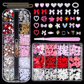 Tatiwoo Valentines 3D nail charms with bows and hearts for chic DIY nails