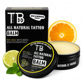 TattyBee tattoo aftercare balm bottle shows a soothing care ritual for fresh ink.