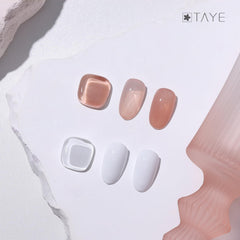 TAYE White French tip line closeup for crisp nail accents.