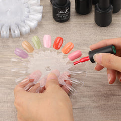 Tbestmax round nail tips display demonstrates finished look and polish layering options.
