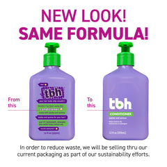 TBH Kids & Teen label close-up showing quinoa and jojoba for nourishing hydration