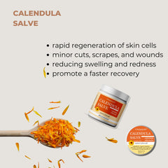 t.botanicals Calendula Salve ingredients calendula-olive-oil closeup shows natural formula