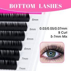TDANCE bottom lash extension 0-03-B 5-7mm lightweight and natural for comfortable wear.