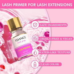 TDANCE Lash Primer micro-brush application for precise lash prep.