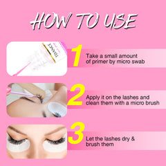TDANCE Lash Primer residue removal close-up shows oil-free prep.