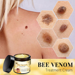 TDBFD Bee Venom Comprehensive Cream application model illustrating gentle massage for skin care.