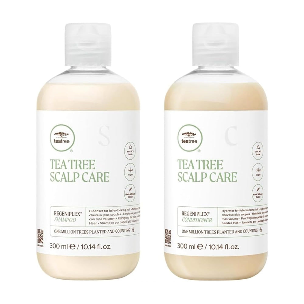 Tea Tree Scalp Care Shampoo bottle for thinning hair with uplifting scent.
