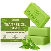 Tea Tree Soap bar lather closeup promotes clean, refreshed skin.