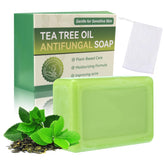 Tea Tree Soap relief bar with foaming net delivers a rich lather for deep cleansing.