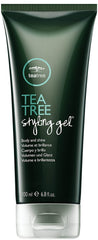 Tea Tree Styling Gel bottle front view highlights medium hold and high shine