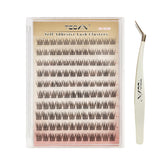 Tecxin Mix natural lash clusters kit application close-up, easy press-on style