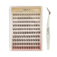 Tecxin Mix natural lash clusters kit application close-up, easy press-on style