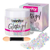 Teenitor body glitter bottle with white shimmer for bold looks.