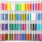 Teenitor fine glitter 32-color set close-up for makeup and crafts.
