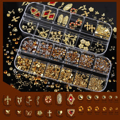 Teenitor gold nail pearls and gems with flat-back half-round shapes