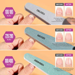 Teenitor buffer 100-180 natural smooths ridges on natural nails.