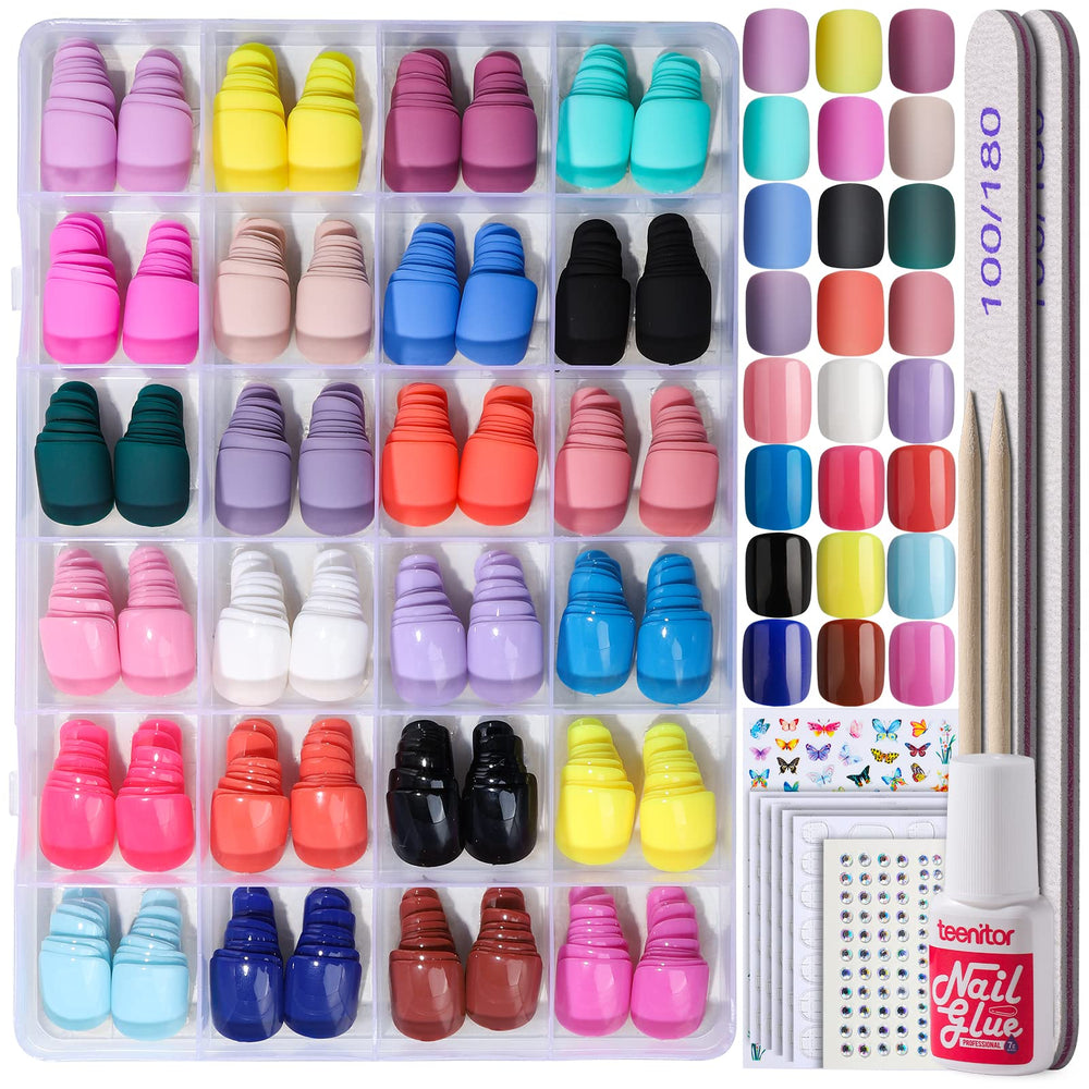 Teenitor short square matte nails color palette for chic daily looks.