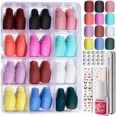 Teenitor short square press-on nails set offers 12 colors and 12 sizes for a customizable fit