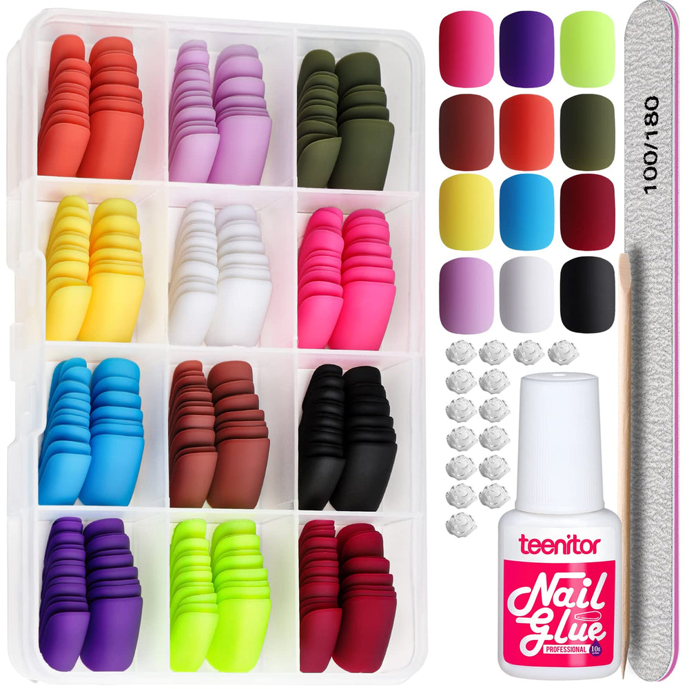 Teenitor square press on nails matte pack shown for quick at-home manicure