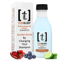 Teenology Teen Shampoo bottle with blueberry scent for refreshing hair care.