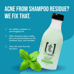 Mint foam lather in Teenology Shampoo provides refreshing cleansing.