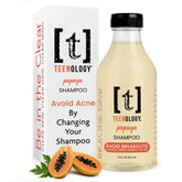 Teenology Teen Shampoo Papaya bottle promotes balanced scalp and clear skin care.