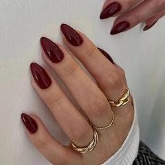 Teilihai wine red fake nails set front view for quick at-home manicures
