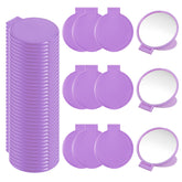 Telooco purple round compact mirror for purse folding design for quick touch ups on the go.