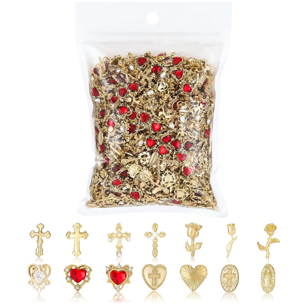 TemBelle cross charm adds chic gold accent for durable nail art.