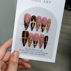 TENPAL 3D gold ripple cross detail adds luxe drama to nails