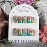 TENPAL Ocean 3D floral teal nails for durable, sea-inspired daily glam