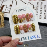 TENPAL luxury handmade nails, medium-long square, glossy finish for daily glam