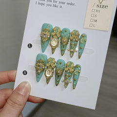 TENPAL baroque pattern nails with 3D accents ideal for stage performances or cosplay